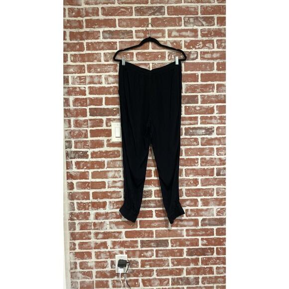 Womens Wilfred Aritzia Black Crepe Drawstring Cuffed Joggers Size Large - Picture 2 of 11